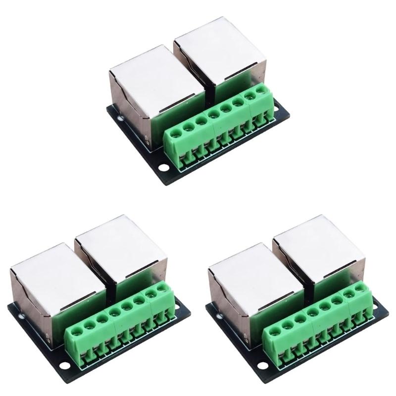 RJ45 Ethernet Double Female Terminal Board 3.5mm Pitching 8Pin RJ45 Screw Connector Networking Adapter Terminal