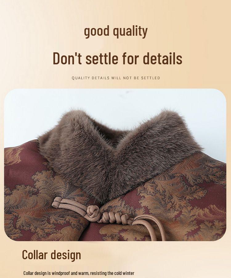 Grandma's Winter Cotton Coat: Women's Thick Velvet-Lined Outerwear for Elderly Ladies