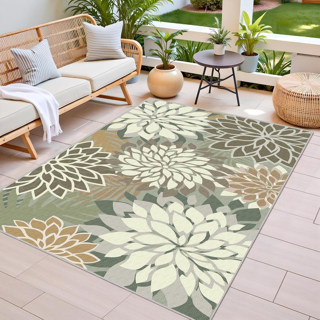 Teppich mit Blumenmuster, leuchtende Farben, Wohnzimmer, Schlafzimmer, groß, Fußmatte für den Eingangsbereich, rutschfest, Bodendekoration