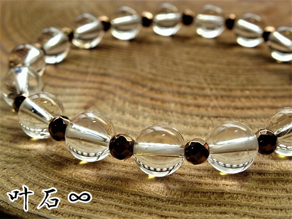 for warding off evil warding off evil and bringing good Quartz Bracelet 8mm with Hematite 4mm for Men and Natural Stone Size Kanoishi [Amulet