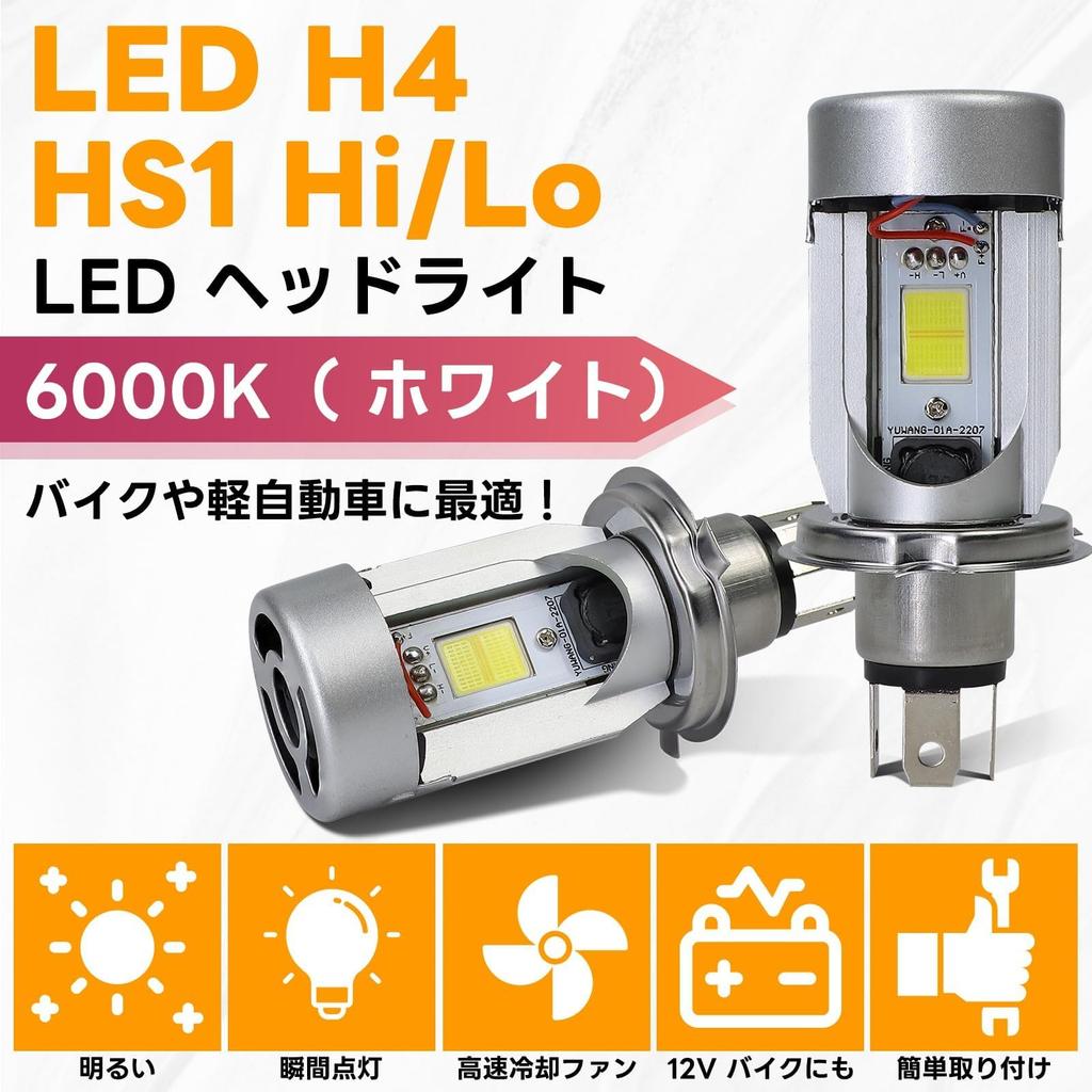 (H4/HS1 Compatible) Motorcycle LED Headlight, Supports High/Low Beam Switching, 6000K Pure White Light, High