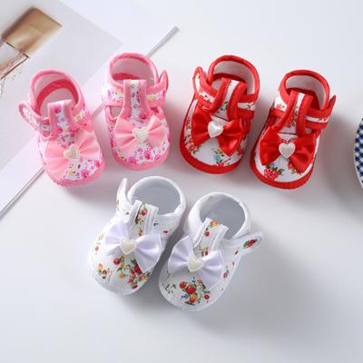 Baby Shoes Bowknot Design Floral Casual Shoes Soft Sole Toddler Walking Shoes