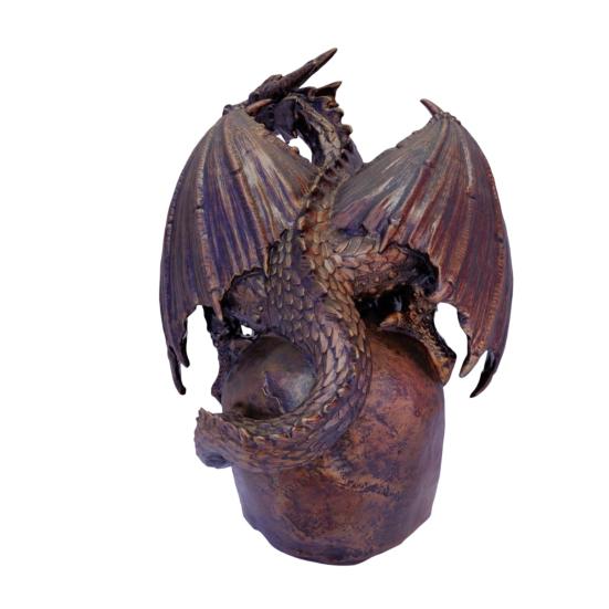 Abstract Dragon Ornament Flying Skull Resin Statue, On Human Figurine, Bookshelf Display Figurine Halloween Sculpture, Gothic Garden Decor for