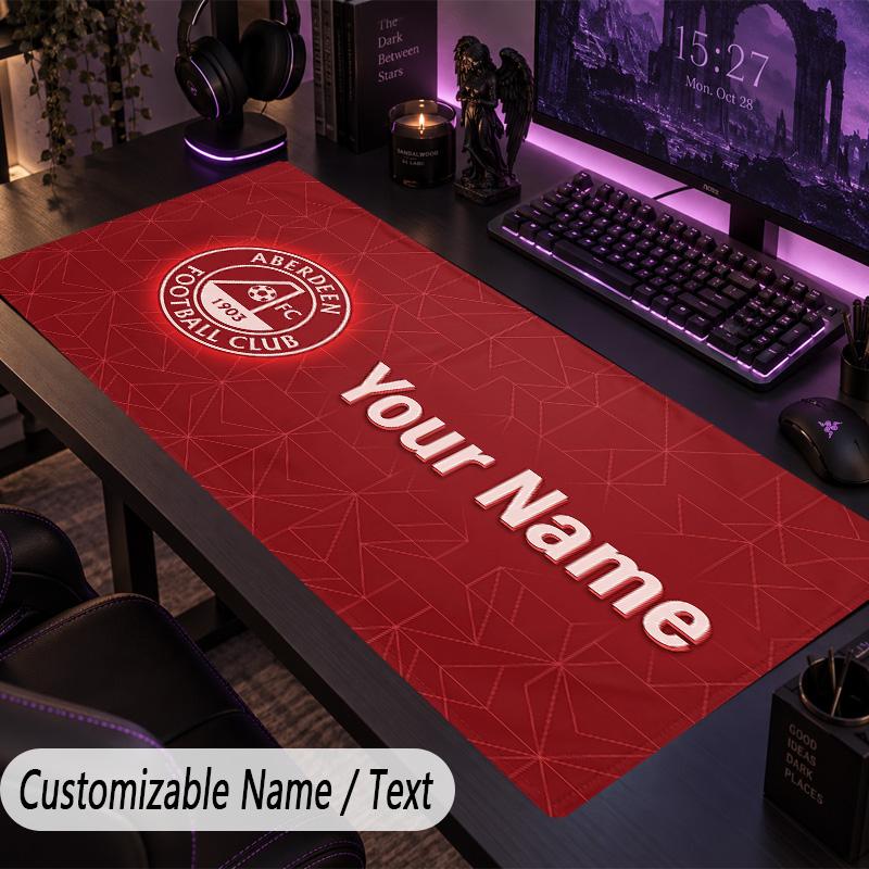 Custom Text Big Mousepad, Extended Desk Pad For Laptop Work GameAberdeen FC