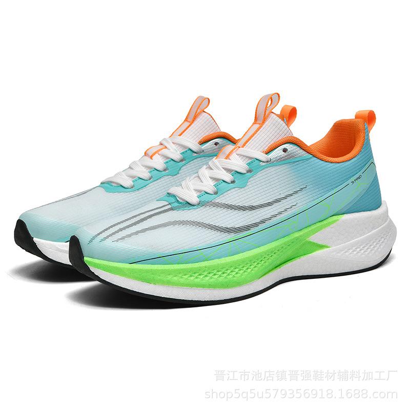 Carbon board racing jogging shoes breathable shock absorption rebound professional marathon track and field running shoes