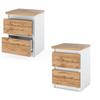 Bedside Table White Oak Wotan 30 CM 2S Bedside Table Bedroom Furniture