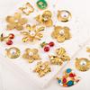 2pcs Stainless Steel Irregular Red Necklace Charms Gold Plated Imitation Pearl Earrings Component DIY Necklaces Jewelry Findings