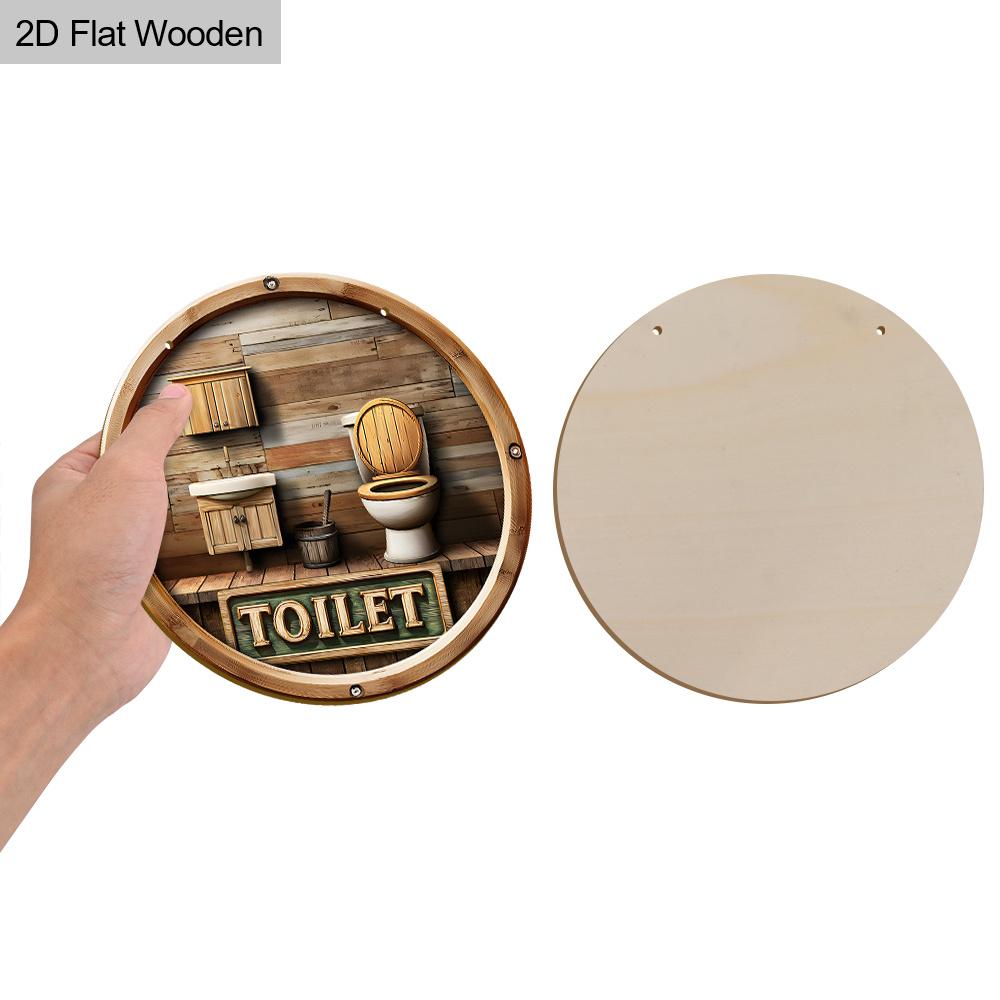 Rustic Toilet Wooden Sign - Decorative Hanging Plaque for Bathroom Door, Wall Decor - Ideal Home Hanging Ornament