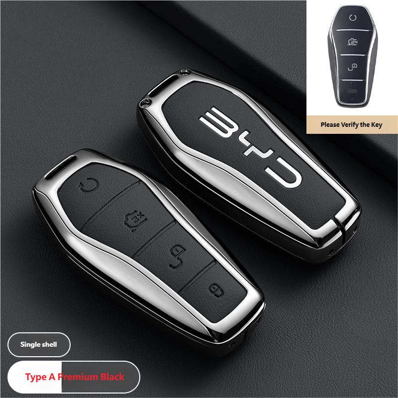 

Alloy Leather Car Key Case Cover for BYD Song Plus Atto 3 Han EV Tang DM Qin Seal Dolphin Remote Fob Holder Keychain Accessories