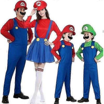 Voksen Halloween Kostume Super Mario Luigi Bros Udklædning Cosplay Kjole H