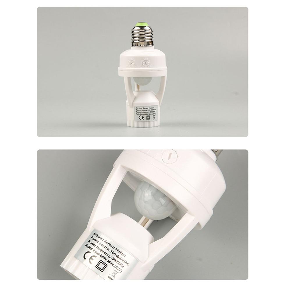 Soquete de Lâmpada com Sensor de Movimento E27 Retardo de 10-300 Segundos Adaptador de Suporte de Lâmpada Inteligente Uso Interno