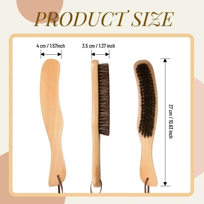 Wooden Clothes Brush Horse Hair Brush Lint Brush for Suits Suede Velvet Wool Fabrics to Easily Remove Fluff Fuzz Dust Pet Hair