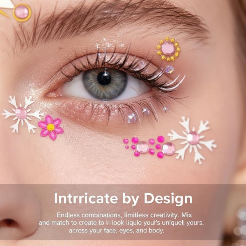 Sexy Diamond Face Tattoo Sticker Colorful Glitter Crystal Party Face Decal Self-Adhesive Rhinestones Face Jewelry