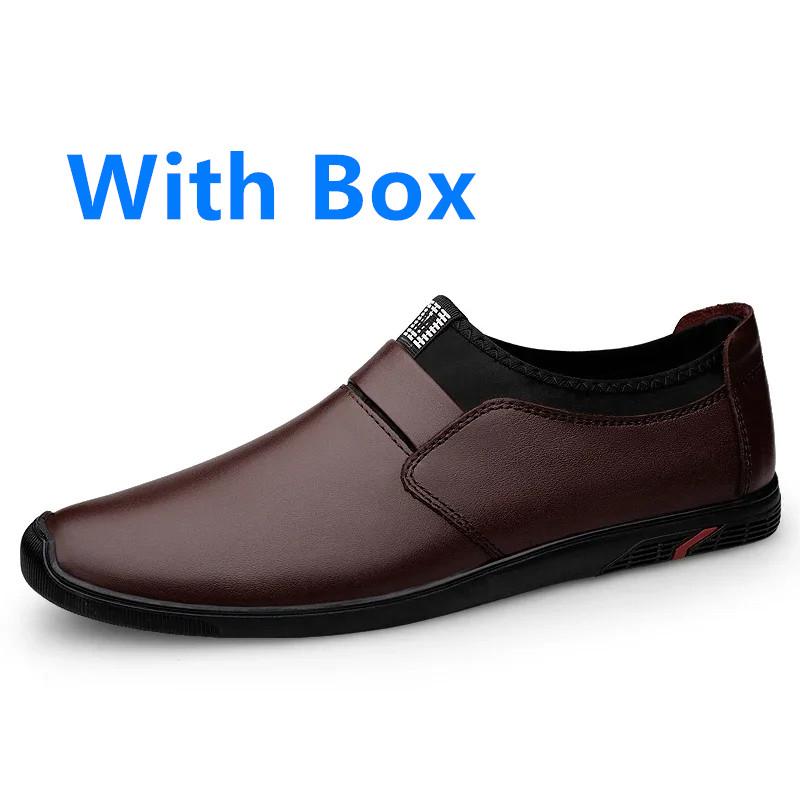 Luxury Genuine Leather Men Loafers Brown Genuine Leather Penny Loafers Man Adult Office Career Mens Shoes Sneakers Driving Shoes