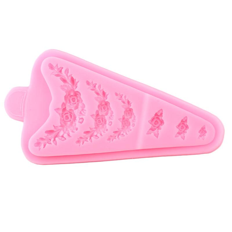 Flower Wreath Cake Border Silicone Moulds Fondant DIY Wedding Cake Decorating Tools Cupcake Topper Candy Clay Chocolate Mould