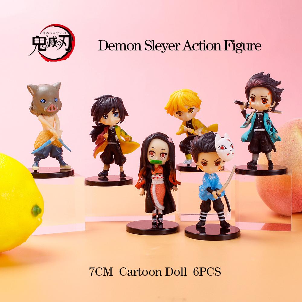 Demon Sleyer Action Figure Toys Kimetsu No Yaiba Figuras Kamado Tanjiro Nezuko Car DecorationDoll Model Desk Ornament Kids Gift