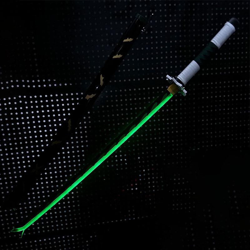 104cm Demon Slayer Wooden Knife with Light Tomioka Giyuu Glowing Katana Cosplay Kamado Tanjirou Katana with Sheath Boys Gifts