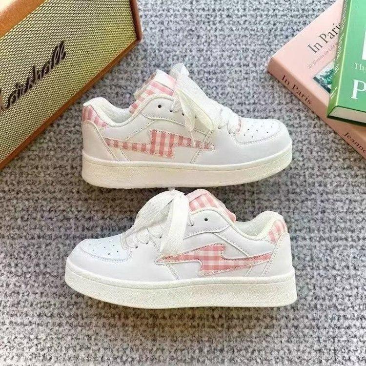 Korean version of niche thick-soled checkered bread shoes women's ins tide 2025 autumn new student versatile casual board shoes
