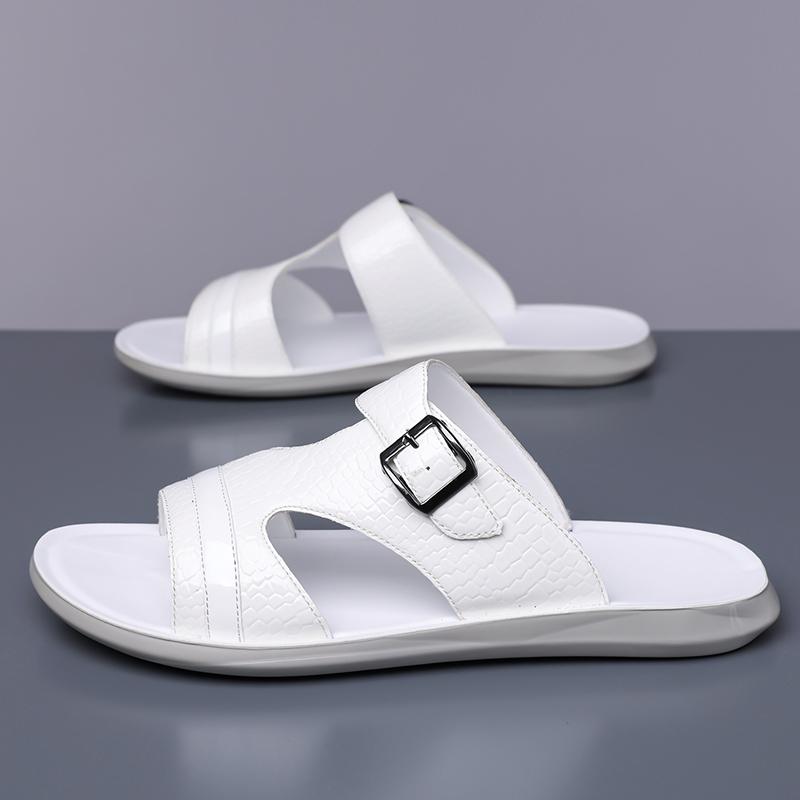 TUINANLE Men Slippers Leather Mens Shoes Slippers Casual Sandals for Men Outdoor Chaussure Homme Sandalias