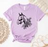 Floral Horse T-shirt, Horse Lover Shirt, Animal Top, Horse Tee, Country Gift, Flower Shirts, Farm Live Tops, Farm Shirts, Women's Shirt