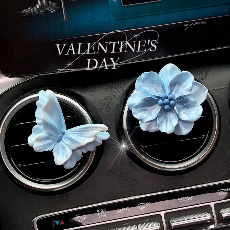 Butterfly and Flower Car Fragrance Perfume Car Air Vent Decoration Flower Ornament for Girls Car Interior Decoration Diffuser Stone