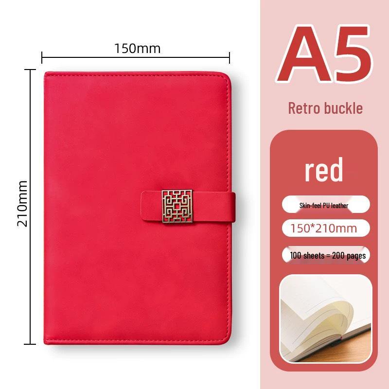 A5 Business Leather Notebook with Logo and Buckle - Gift Box Included