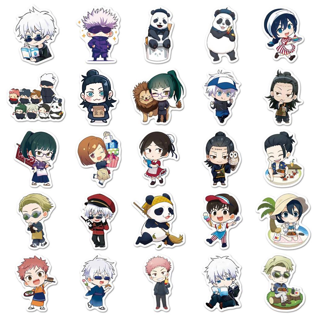 50 Jujutsu Kaisen Anime Stickers: Cartoon Collection for DIY, Storage Box, and Refrigerator Decor