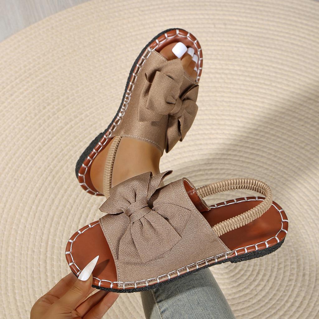 Fashion Beach Outdoor Ladies Shoes Women Slippers Summer 2025 Platform Wedges Low Heels Bow Tie Peep Toe Fashion Sandals Slides Women