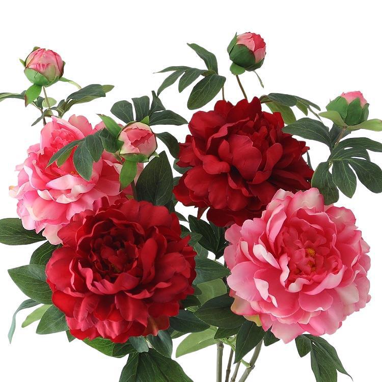 Peony Silk Flower Arrangement - Artificial Floral Decoration for Living Room and Dining Table