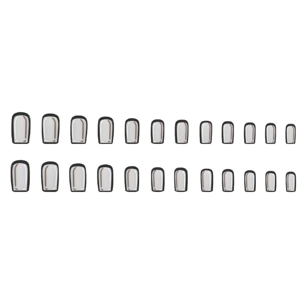 24pcs Detachable Comic Nails Press on Nails DIY Long Square French False Nails Pink Blue