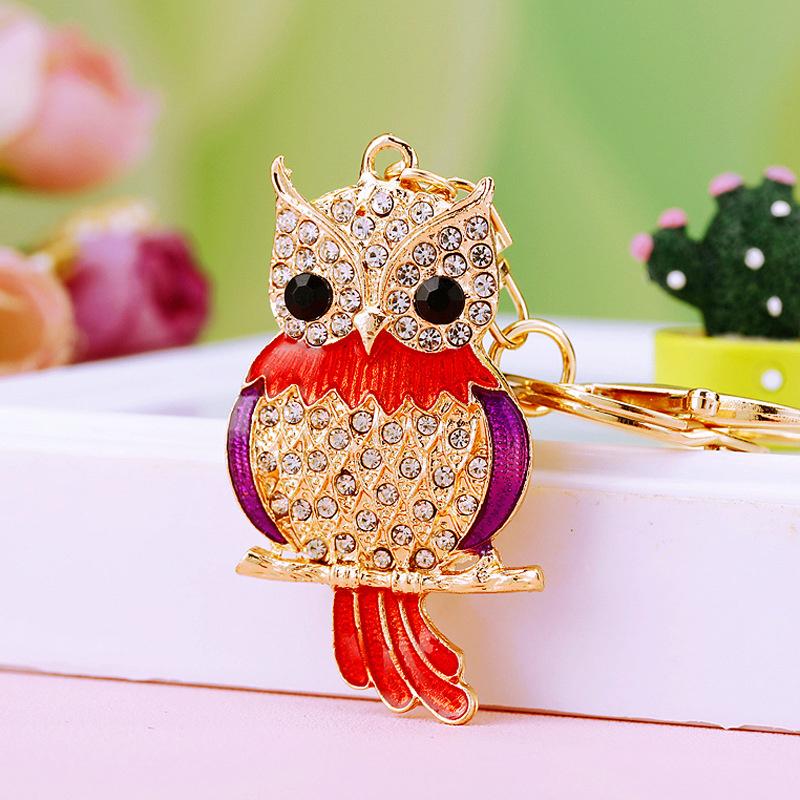 Owl Crystal Keyring Charm Pendant Handbag Purse Bag for Key Ring Chain Keychain