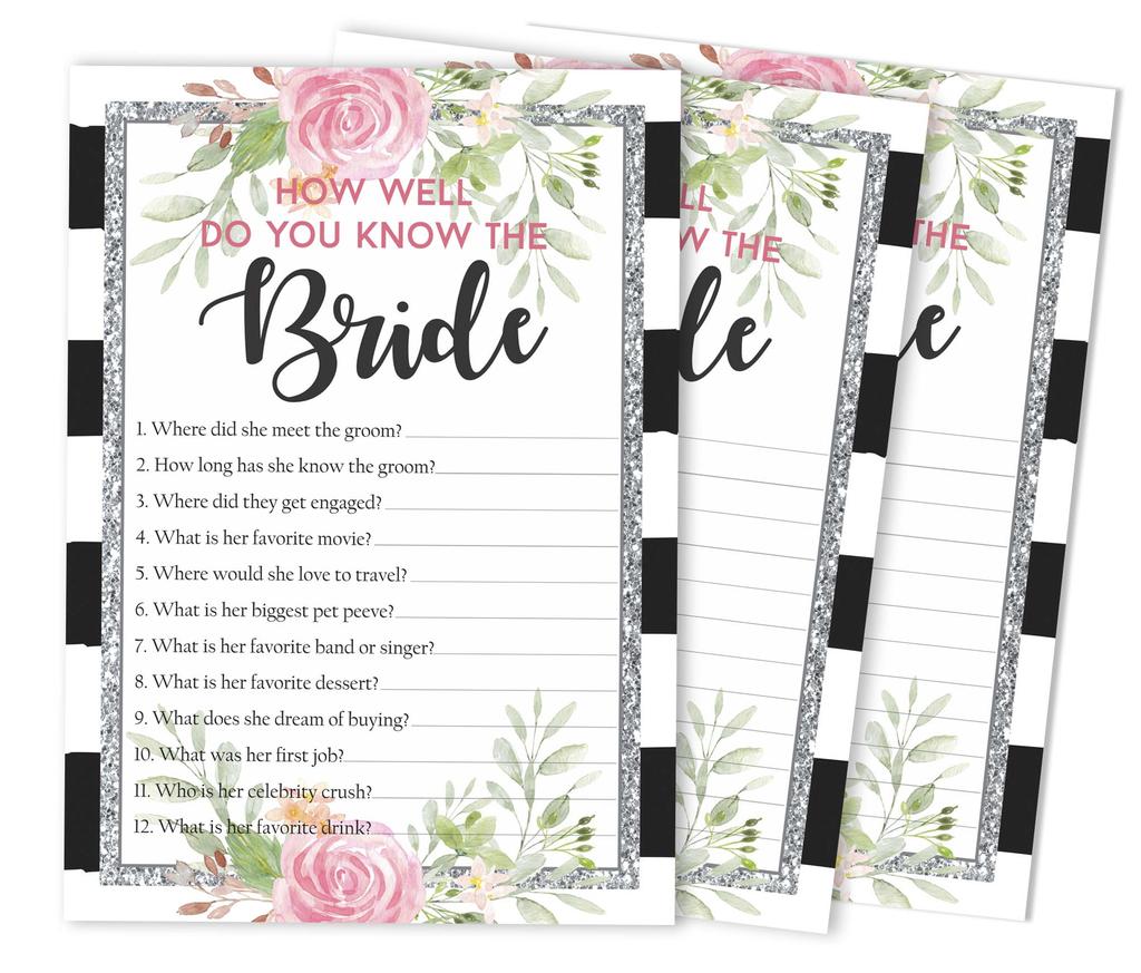 Inkdotpot 50A FloralA BingoA GameA CardsA For Bridal Wedding Shower Bachelorette Party Bulk Blank Square Fill In Gift