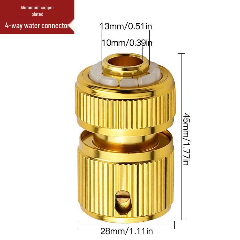 Copper-Plated Water Gun Hose Quick Connector 4-Point Garden Tool