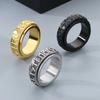 Vintage Roestvrij Staal Draaibare Mannenring Punk Letter Vingerringen Trendy Sieraden Bedels Aniolls Accessoires Cadeaus