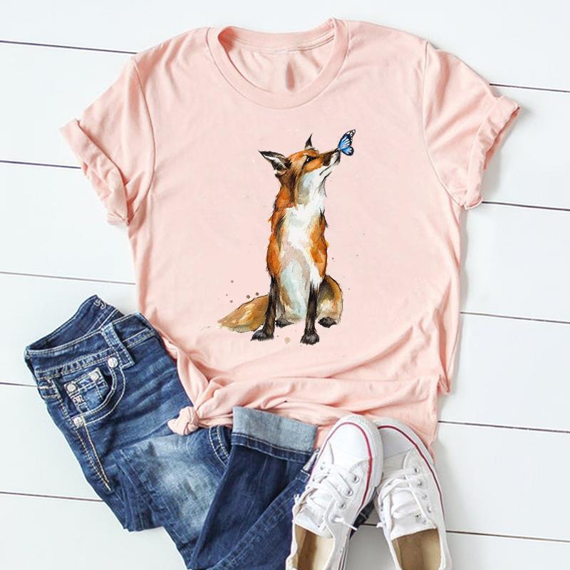 Animal Print Womens Graphic Tshirt Europe And United States Popular Dress Blouse Tops for Ladies Polyester fabric