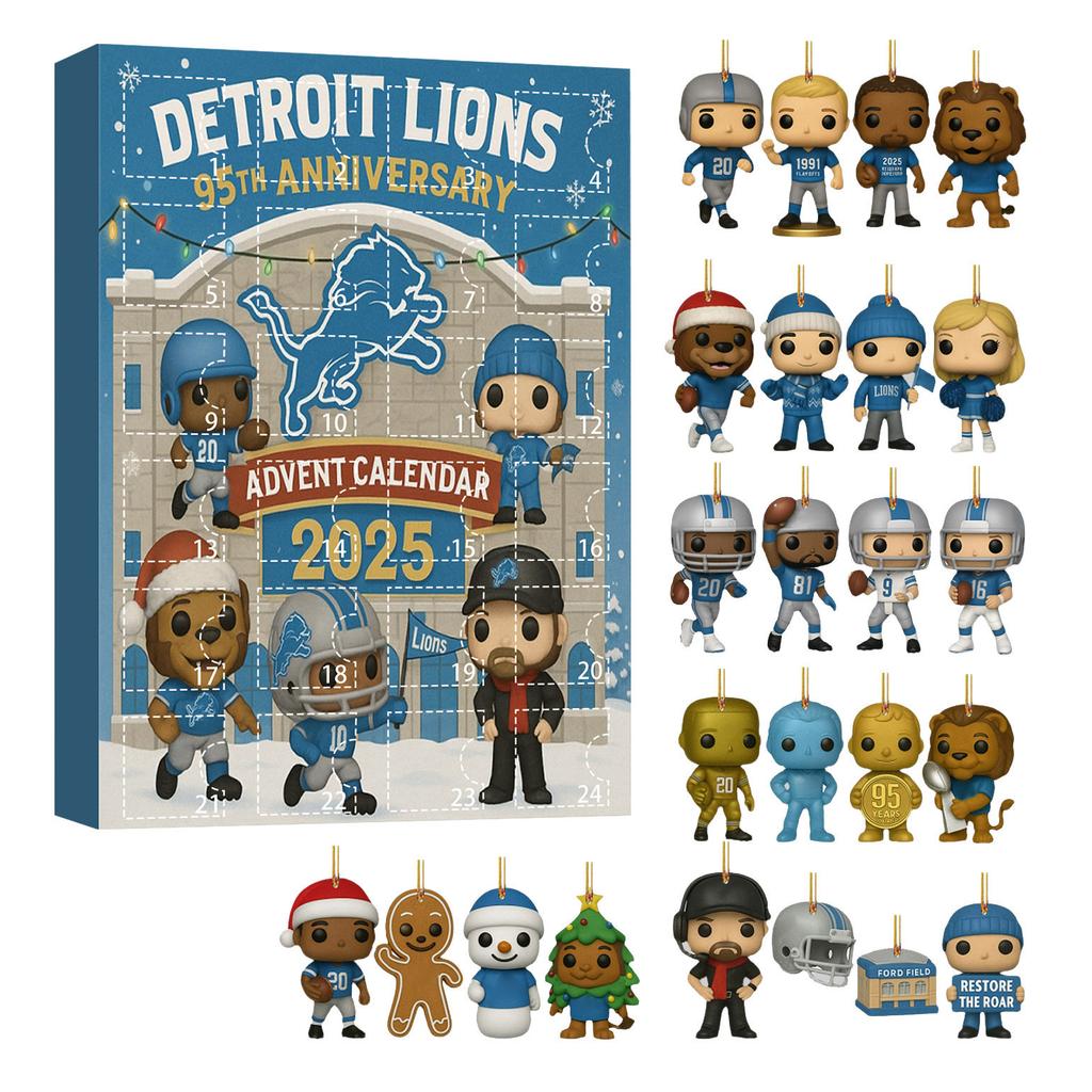 Detroit Lions 95. výročí Slepá krabička Vánoční ozdoba, Sběratelský předmět do adventního kalendáře Sváteční závěsná dekorace
