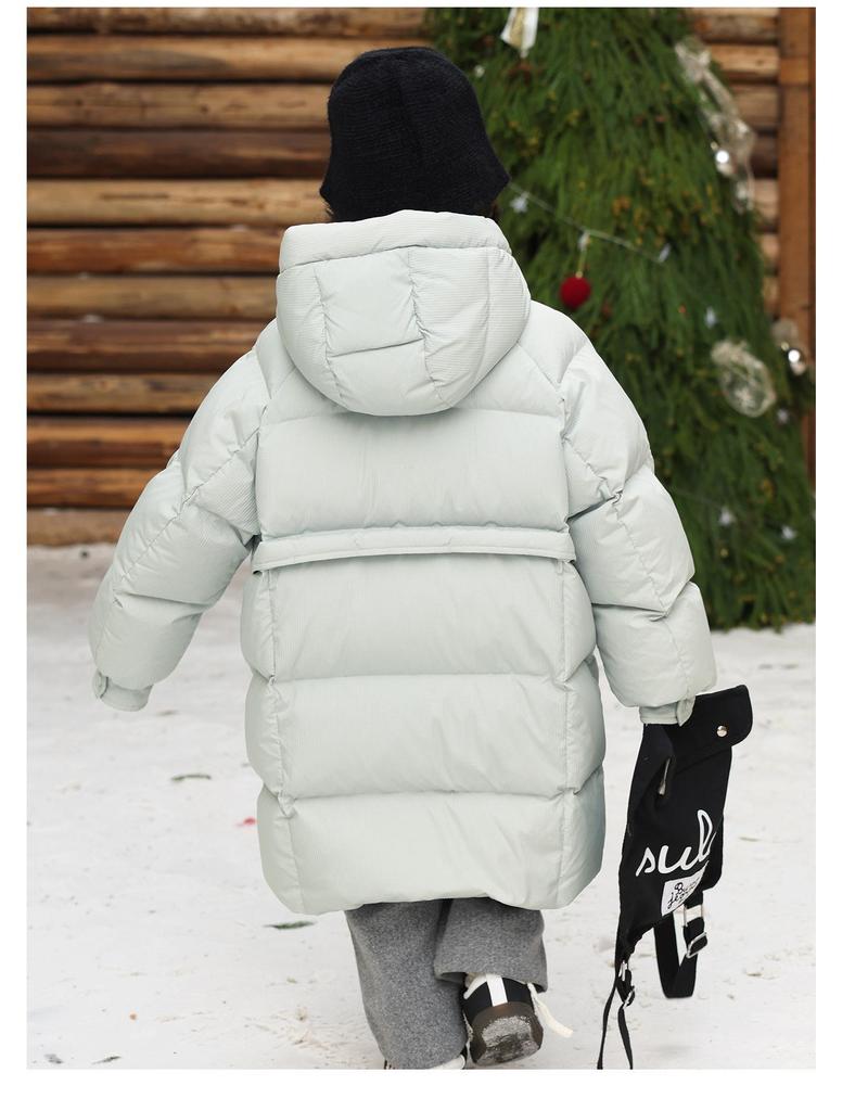Girls' 2025 Winter Mid-Length Down Jacket - 90% Thickened Down for Medium to Large Children