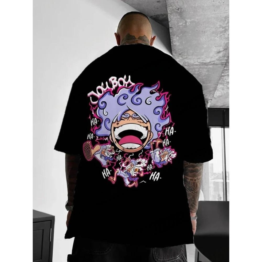 

One Piece Men s T-shirt Monkey D. Luffy Summer Anime Autumn Boys Children s Short-sleeved Comfortable Niche Parent-Child Outfit 4XL