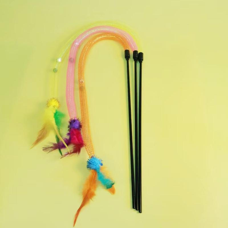Elastic Net Tube Cat Toy, Hairball and Feather Self-entertainment and Boredom Cat Toys, Pet Supplies