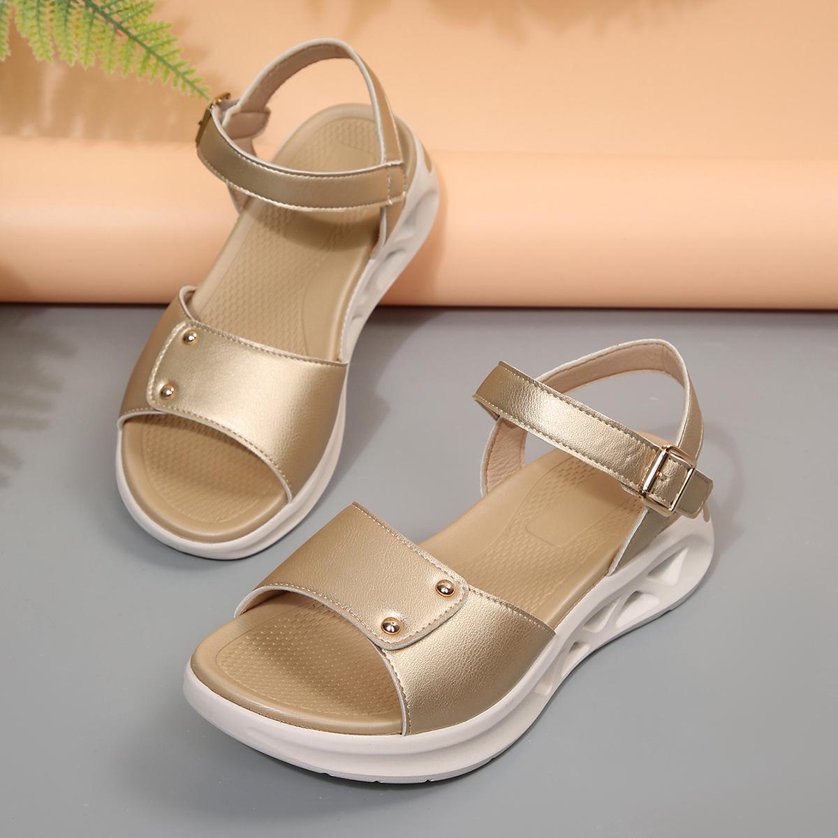 

Fashion Plus Size Shoes for Women 36-43 Summer Fashion Women Platform Wedges Buckle Strap Peep Toe Sandals Women Shoes 43 золотой