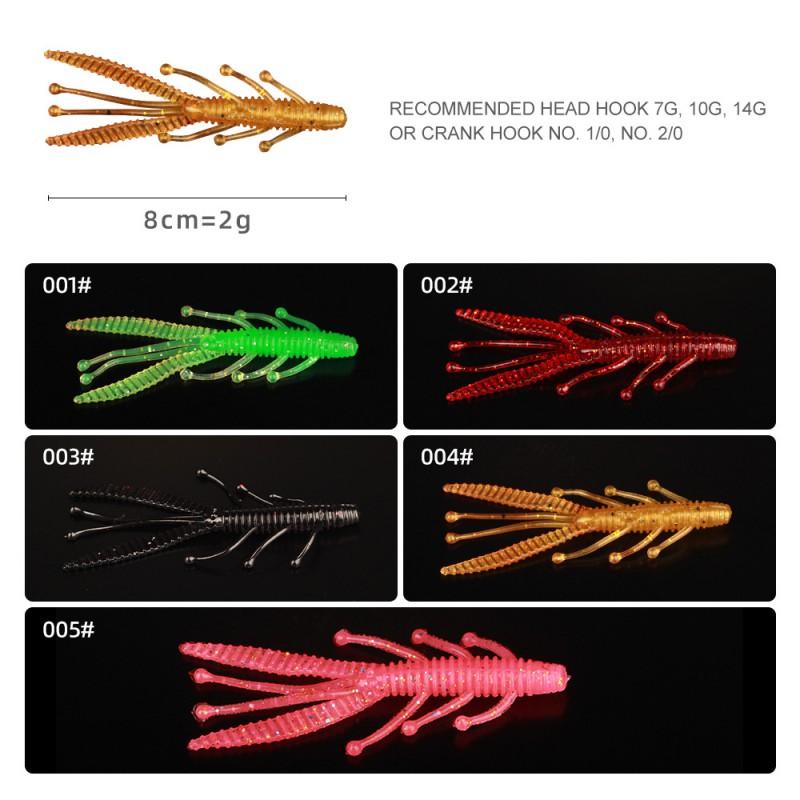 8cm Soft Shrimp Lure Bass Pike - Realistic Artificial Bait 30pcs Pack 2.6g 5 Colors