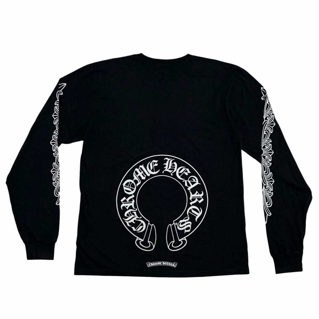 CHROME HEARTS Back Horseshroom RN#97729 T-Shirt Black Men's Size L