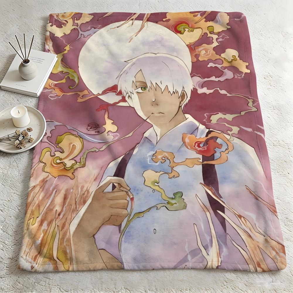Anime M-Mushishi-i Throw Warm Soft Flannel Blanket, Multi-use for Sofa Bed Camping Travel Nap