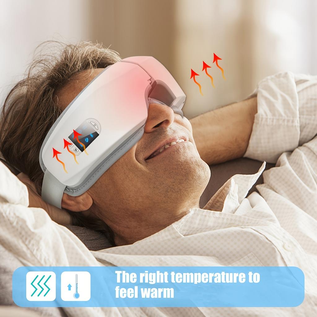 4D Intelligent Eye Massager with Pneumatic, Vibration And Heat Compress Massage,Five Comfortable Modes, Portable Eye Machine for Relaxation & Stress