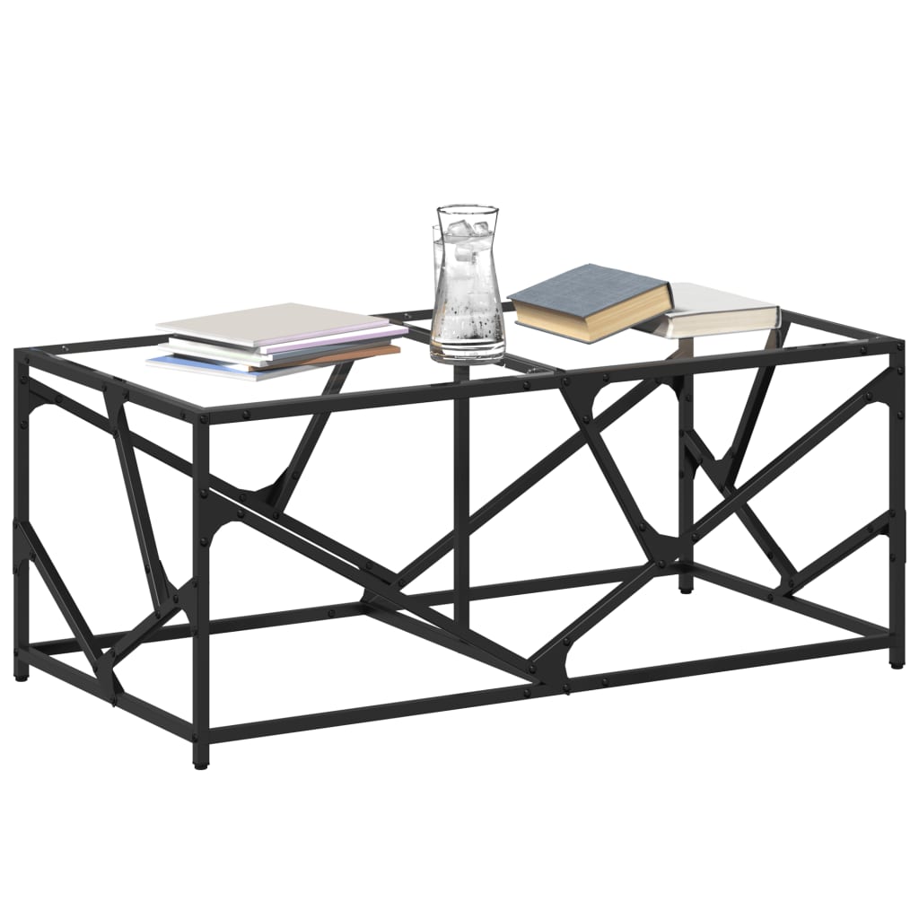 Coffee Table with Glass Top, 98.5x50x41 Cm, Steel