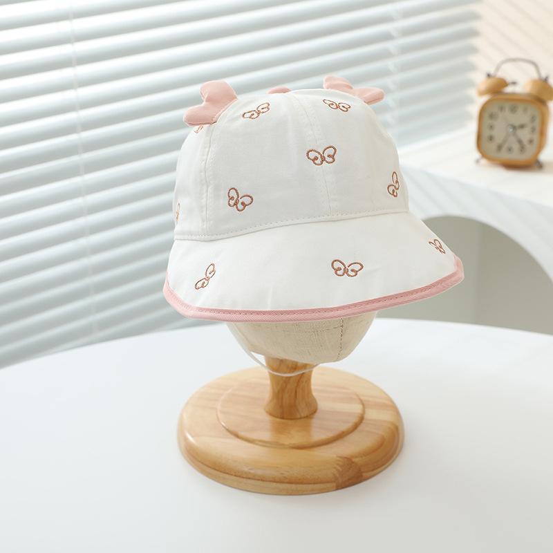 Children's Spring and Summer Pure Cotton Baby Fisherman's Hat Breathable Thin Baby Large Brim Sun Protection Pot Hat