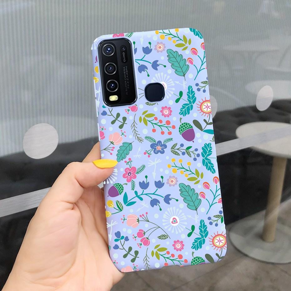 Fashion Cute Flower Milk Silicone Case For Vivo Y30 1938 Y50 1935 Black Soft TPU Phone Cover For Vivo Y 30 50 Y30 2020 Back Case