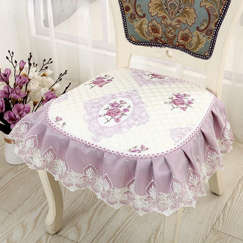 Dining Chair Cushion European Printed Seat Cushions with Lace Quality Four Seasons Stool Seat Mat Non-slip Buttocks Pad