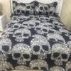 Sugar Skull Comforter Cover Set King Size Skulls Decor Bedding Bones Skeleton Roses Floral Duvet Cover Set Bedding Cover Zipper