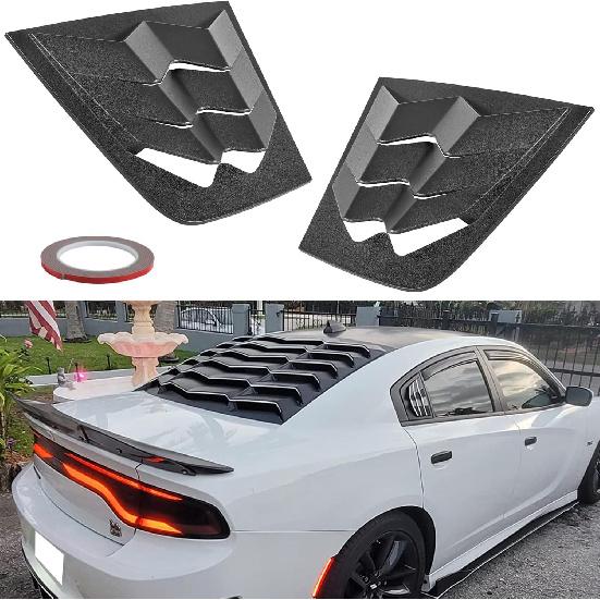 Bonbo Side Window Louvers Air Vent Scoop Shades Cover Blinds ABS Fit for Dodge Charger 2011- in GT Lambo Style  Fit (Matte Black)